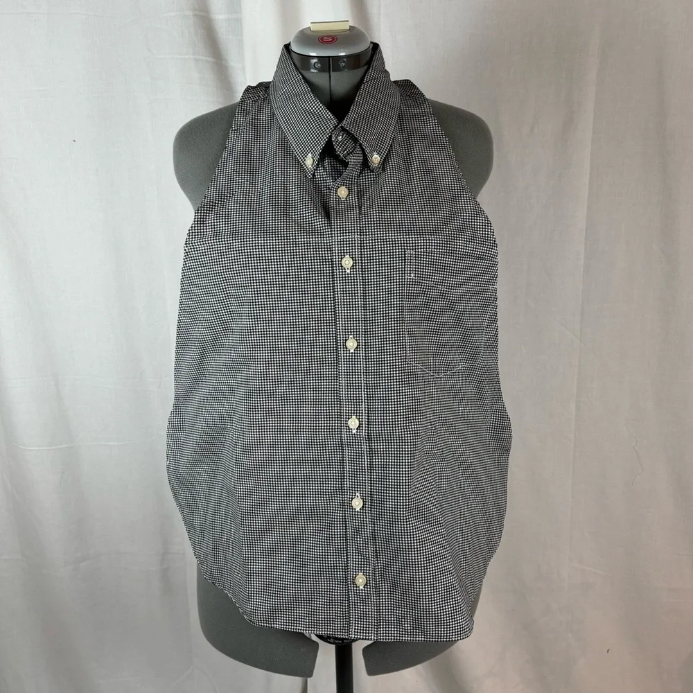 Bib For Adult‎ | Handcrafted Dignity Cover | Blk/Wht Pld Button-Up | 19